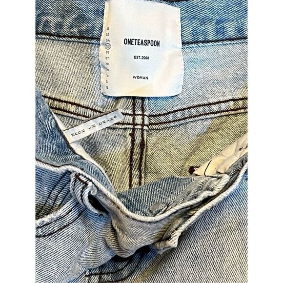 One Teaspoon Button Fly Distressed Denim Shorts Size 25 - Picture 3 of 3